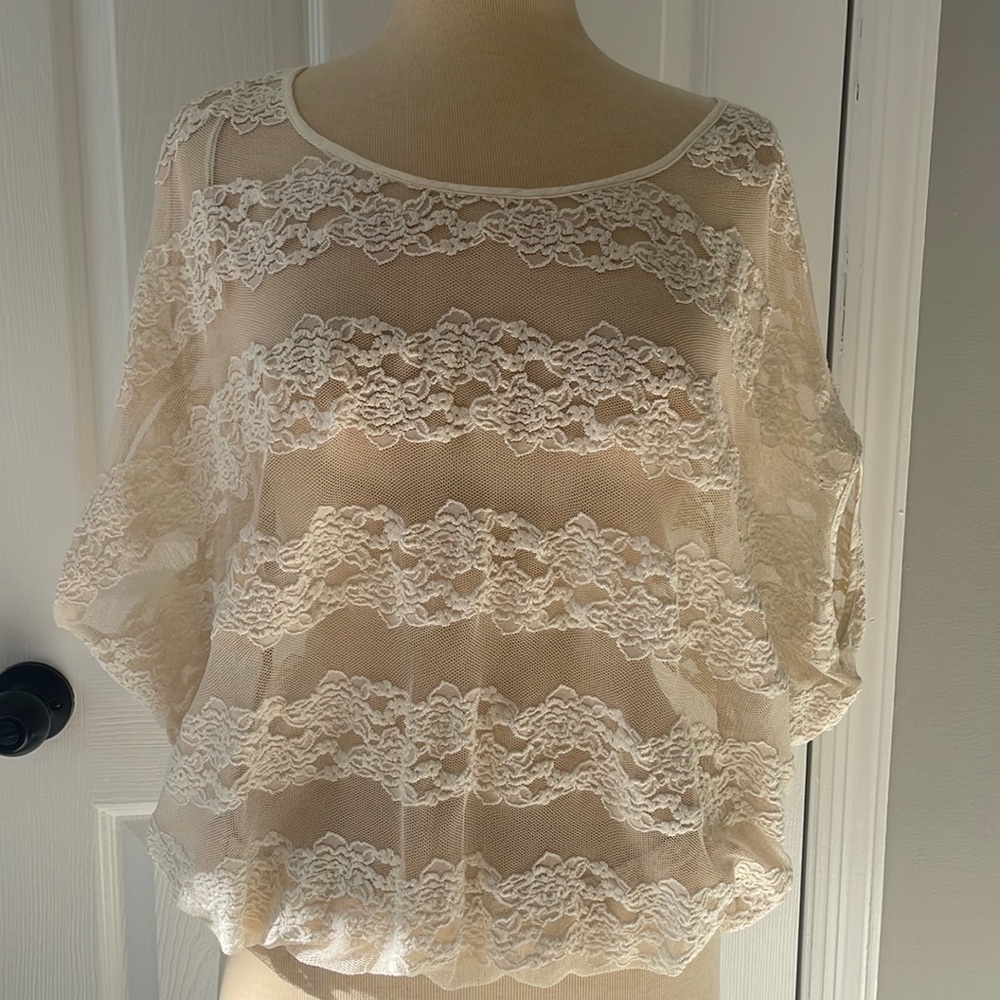 Free People Lace Net Blouse Top Medium